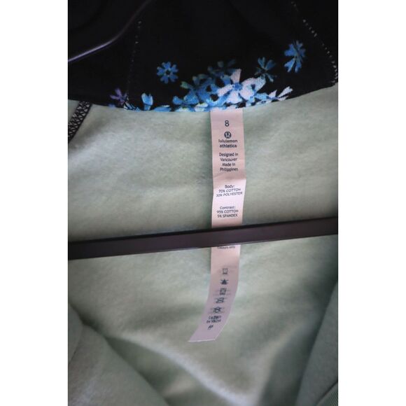 Lululemon W4C68S Women's Sz 8 Black Floral Scuba L/S Full Zip Hoodie RARE - Picture 5 of 14